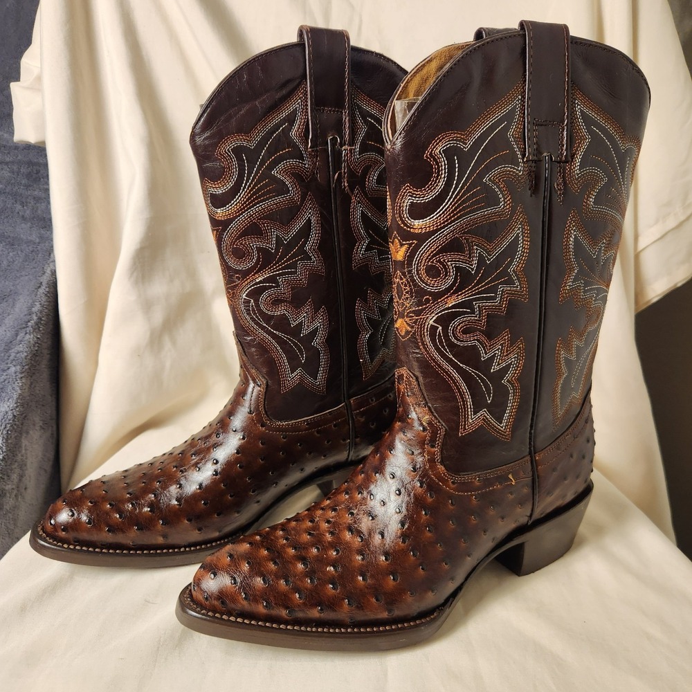NIB Botas Armenta Genuine Full Quill Ostrich Cowboy Boots Mens Sz 7 Western